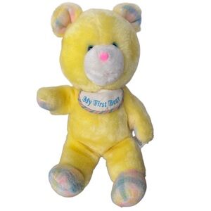 Vintage RARE 13” 1981 American Greetings Yellow Plush Bear.MY FIRST BEAR Good C.